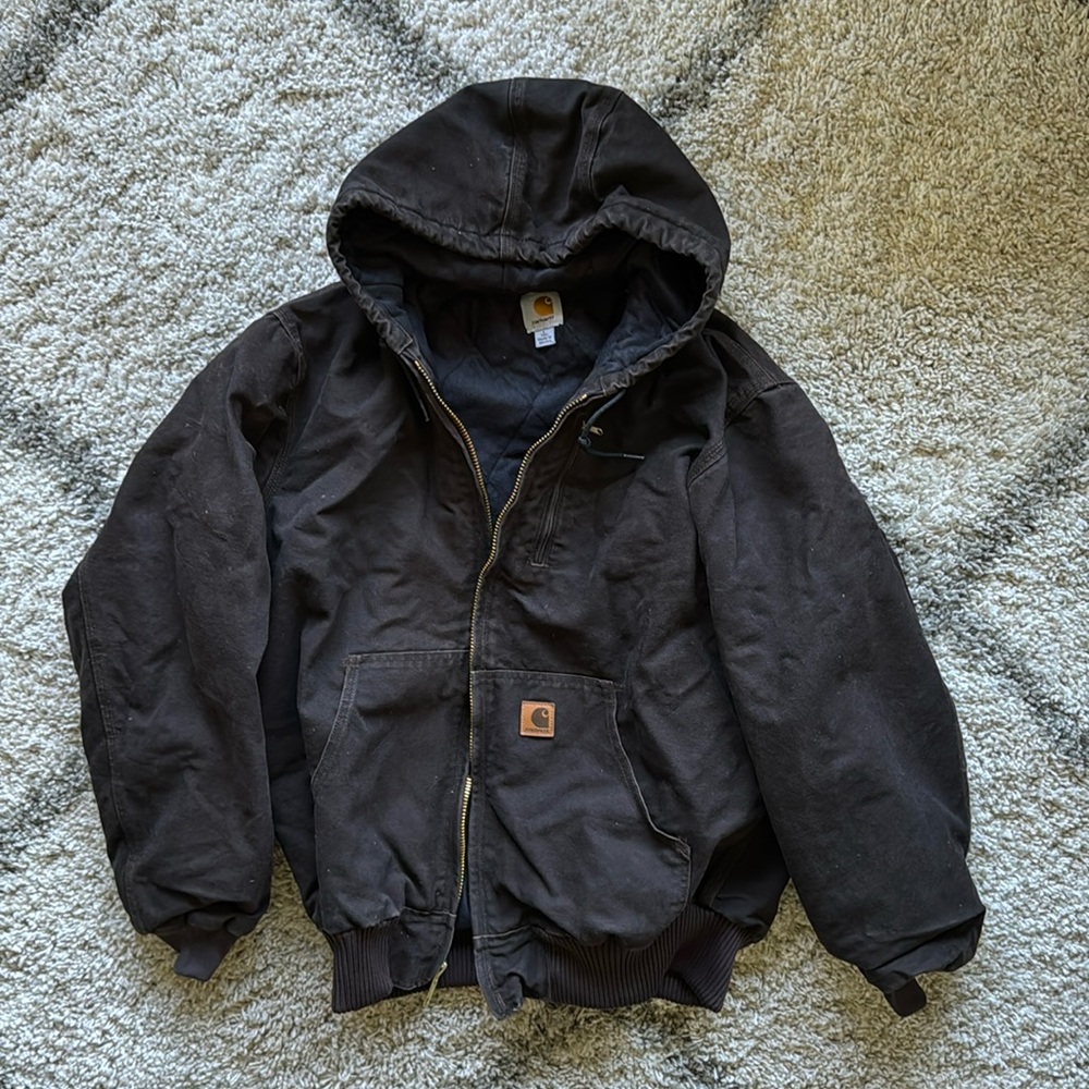 Carhartt 14806 Dark Brown Dearborn Insulated Jacket With Hood Size Large Tall